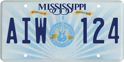 MS license plate AIW124