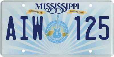 MS license plate AIW125
