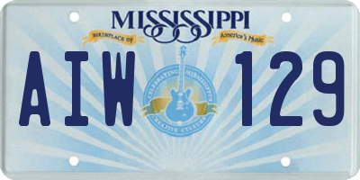 MS license plate AIW129