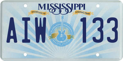 MS license plate AIW133