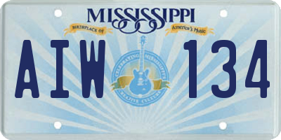 MS license plate AIW134