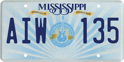 MS license plate AIW135
