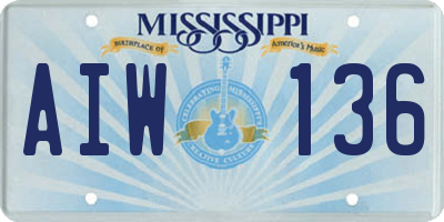 MS license plate AIW136