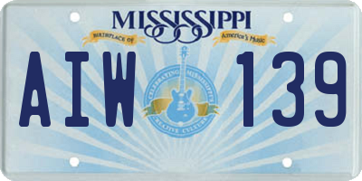 MS license plate AIW139