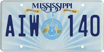 MS license plate AIW140