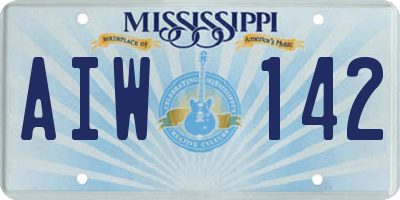 MS license plate AIW142
