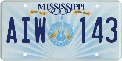 MS license plate AIW143