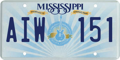MS license plate AIW151