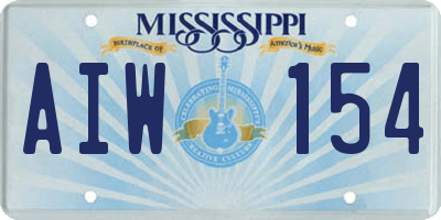 MS license plate AIW154