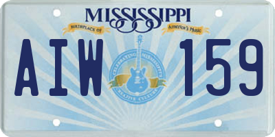 MS license plate AIW159
