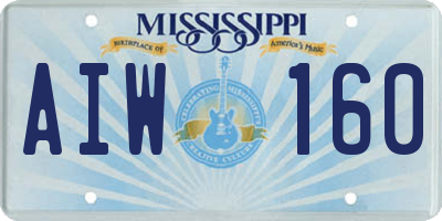MS license plate AIW160