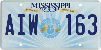 MS license plate AIW163