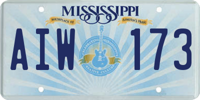 MS license plate AIW173