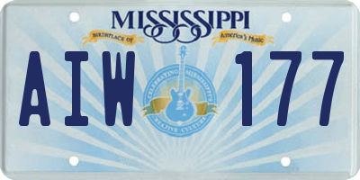 MS license plate AIW177