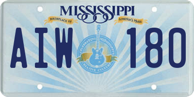 MS license plate AIW180