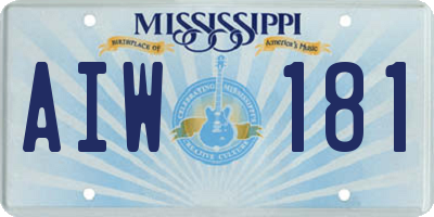 MS license plate AIW181