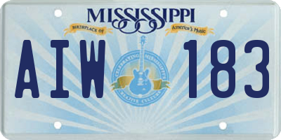 MS license plate AIW183