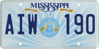 MS license plate AIW190