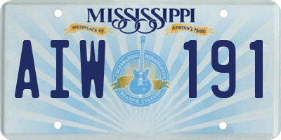 MS license plate AIW191