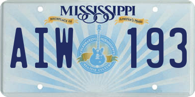 MS license plate AIW193
