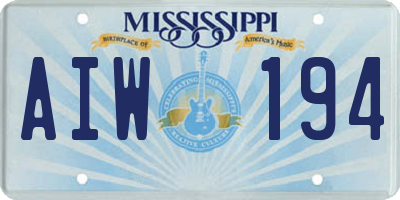 MS license plate AIW194