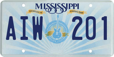 MS license plate AIW201