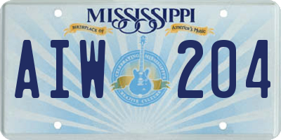 MS license plate AIW204