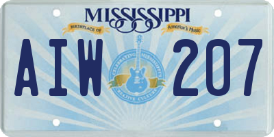 MS license plate AIW207