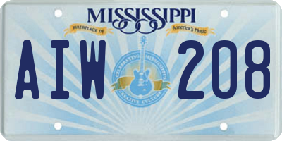MS license plate AIW208