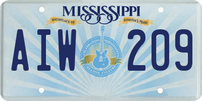 MS license plate AIW209