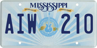 MS license plate AIW210