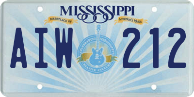 MS license plate AIW212