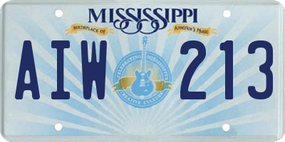 MS license plate AIW213