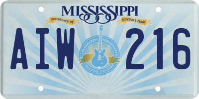 MS license plate AIW216