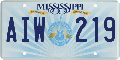 MS license plate AIW219