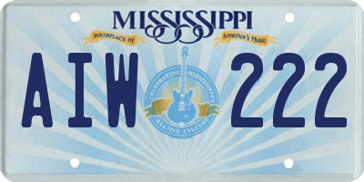 MS license plate AIW222
