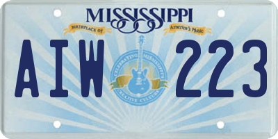 MS license plate AIW223