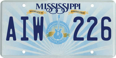 MS license plate AIW226