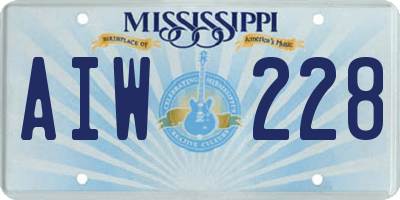 MS license plate AIW228