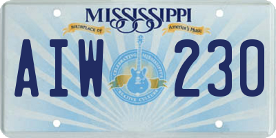 MS license plate AIW230