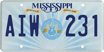 MS license plate AIW231
