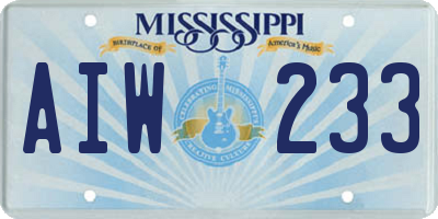 MS license plate AIW233