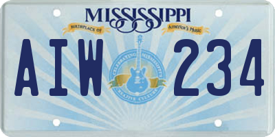 MS license plate AIW234