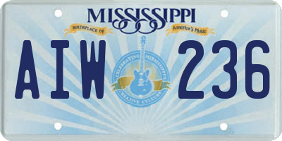 MS license plate AIW236