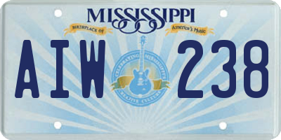MS license plate AIW238