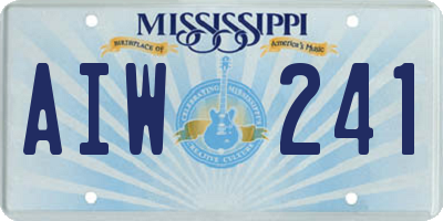 MS license plate AIW241