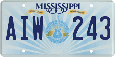 MS license plate AIW243