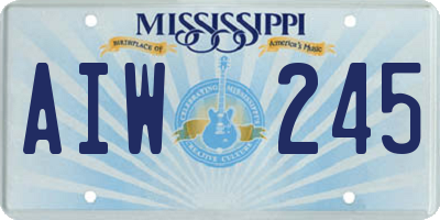 MS license plate AIW245
