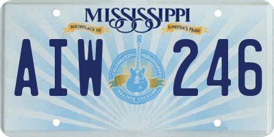 MS license plate AIW246