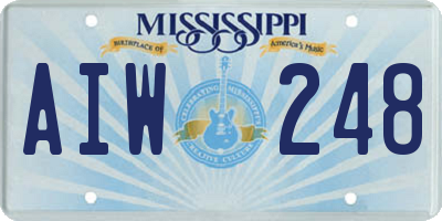 MS license plate AIW248